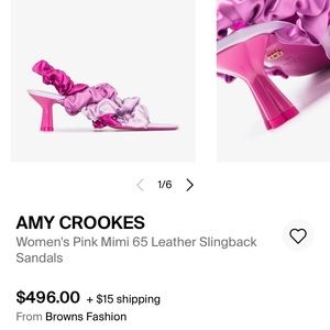 AMY CROOKES Women's Pink Mimi Scrunchie Heels 39/8
